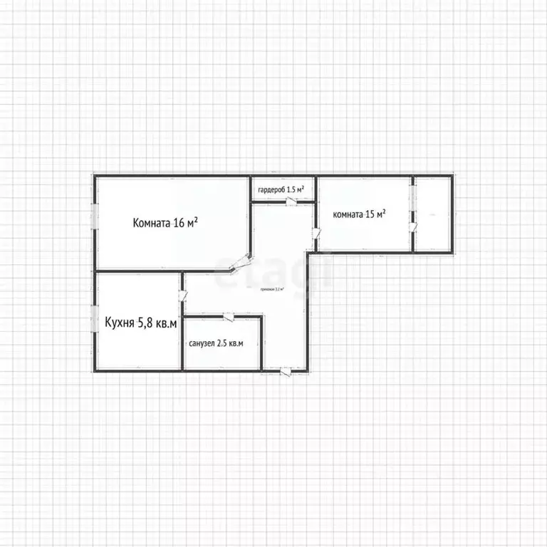 2-к кв. Адыгея, Майкоп Прямая ул., 2Б (47.1 м) - Фото 2