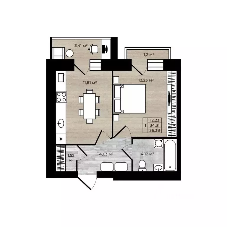 1-к кв. Ярославская область, Ярославль 2-й мкр,  (38.92 м) - Фото 1