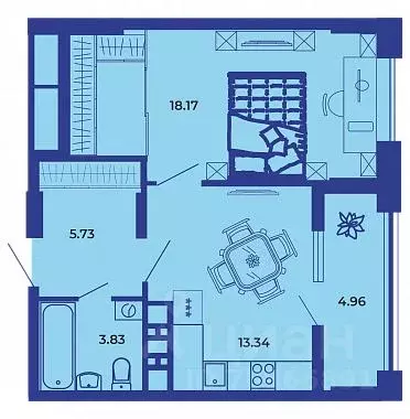 1-к кв. Брянская область, Брянск ул. Комарова, 47 (45.9 м) - Фото 1