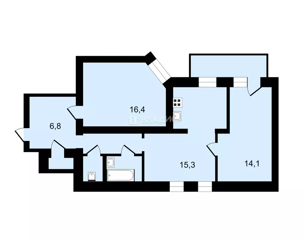 2-к кв. Липецкая область, Липецк Московская ул., 57Б (60.4 м) - Фото 1