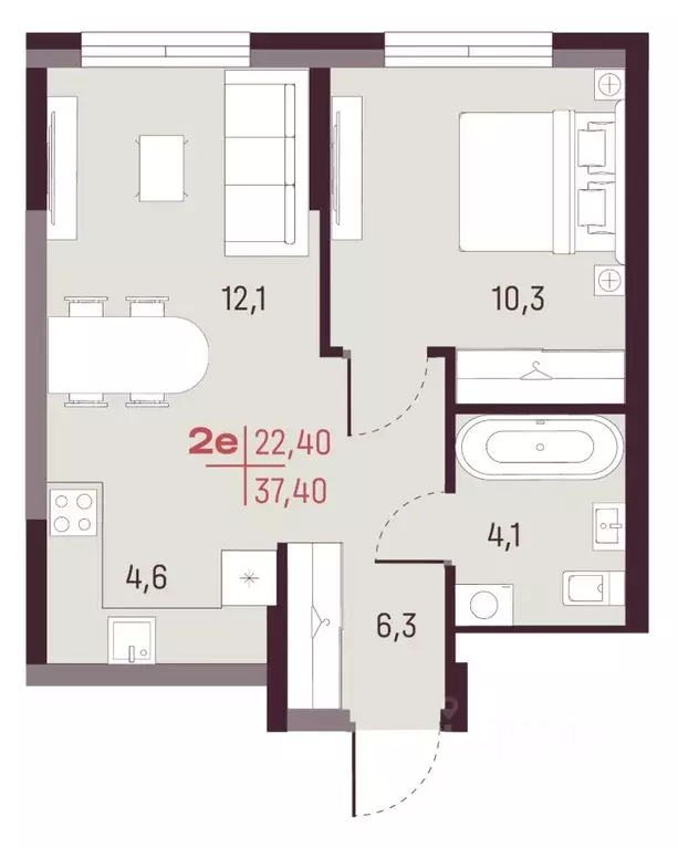 2-к кв. Свердловская область, Екатеринбург Академический мкр, 19-й ... - Фото 1