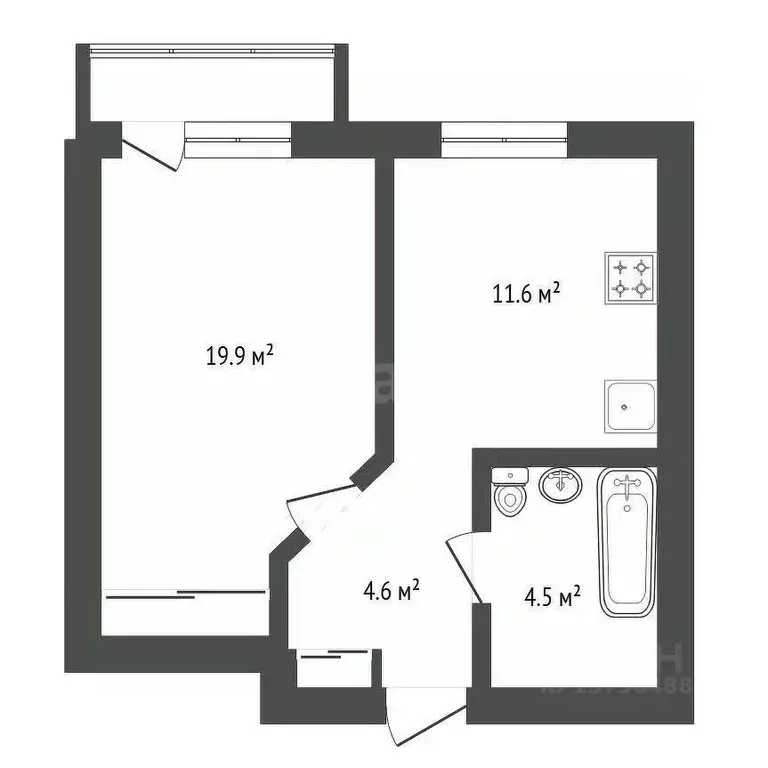 1-к кв. Амурская область, Тында Профсоюзная ул., 2 (32.0 м) - Фото 2