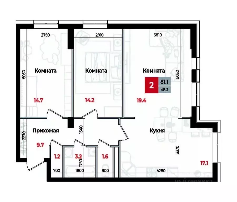 3-к кв. Ставропольский край, Невинномысск Новая ул., 1 (81.1 м) - Фото 1