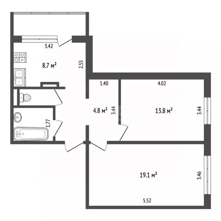 2-к кв. Мордовия, Саранск ул. Тани Бибиной, 1/6 (55.2 м) - Фото 2
