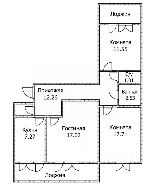 3-к кв. Ульяновская область, Ульяновск Отрадная ул., 62 (70.86 м) - Фото 1