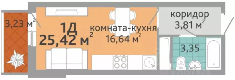 Студия Свердловская область, Екатеринбург ул. Краснолесья, 108/3 ... - Фото 0