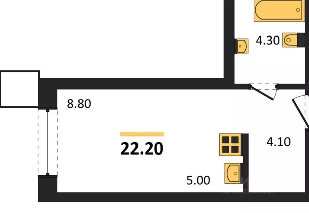 Студия Московская область, Красногорск Чернево-2 мкр,  (22.0 м) - Фото 2