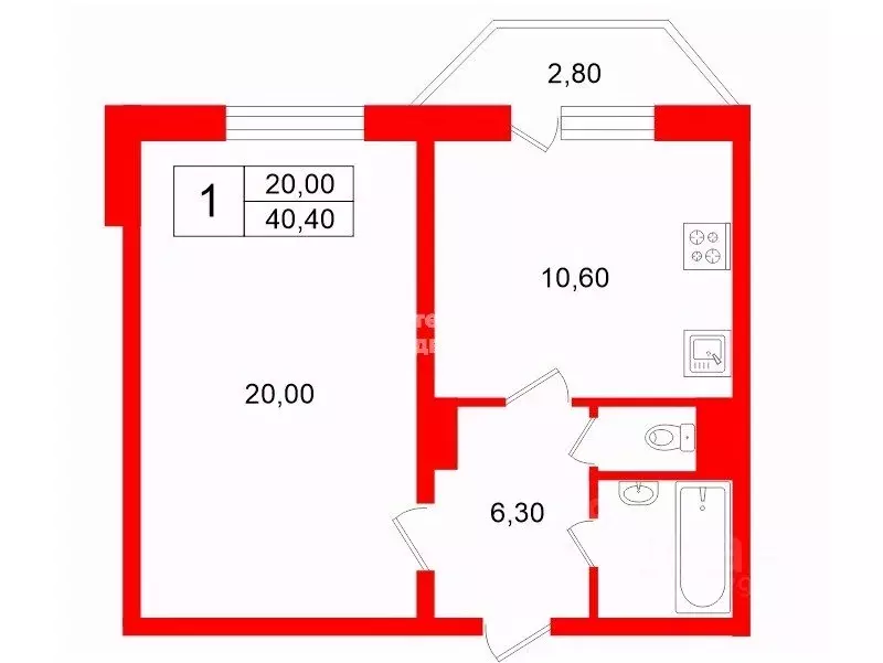 1-к кв. Санкт-Петербург Индустриальный просп., 23 (40.4 м) - Фото 2