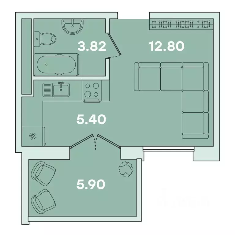 1-к кв. Иркутская область, Иркутск ул. Петрова, 16 (27.92 м) - Фото 0