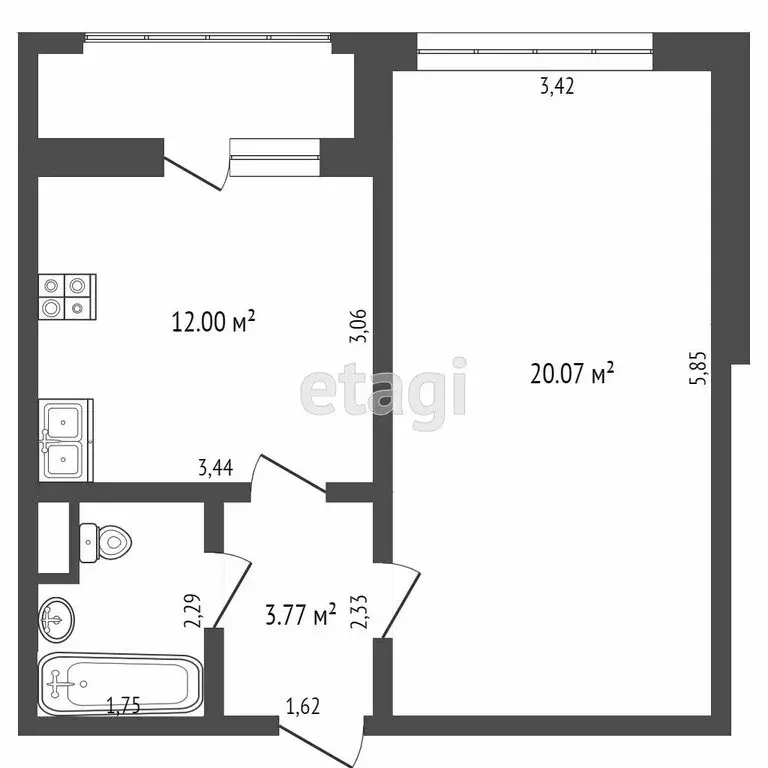 1-комнатная квартира: Воскресенск, улица Зелинского, 10А (40.8 м) - Фото 1