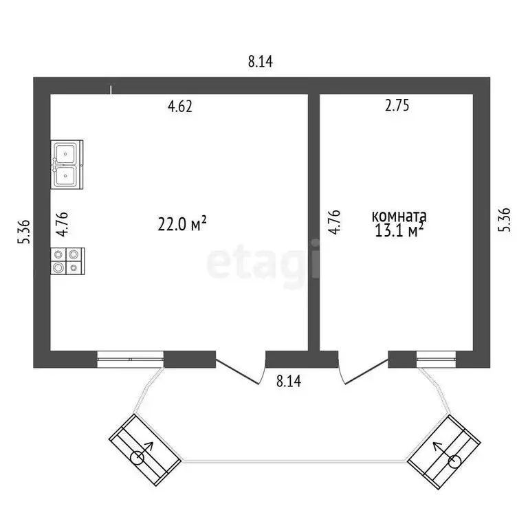 Дом в Прохладный, улица Чапаева (35.9 м) - Фото 1