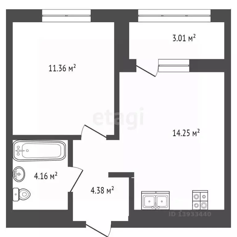 1-к кв. Тюменская область, Тюмень ул. Василия Подшибякина, 11 (39.0 м) - Фото 1