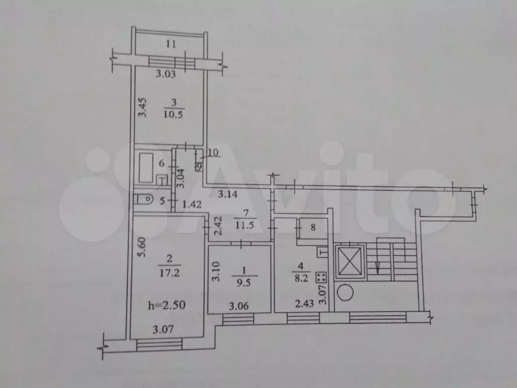 3-к. квартира, 63,9 м, 9/9 эт. - Фото 0