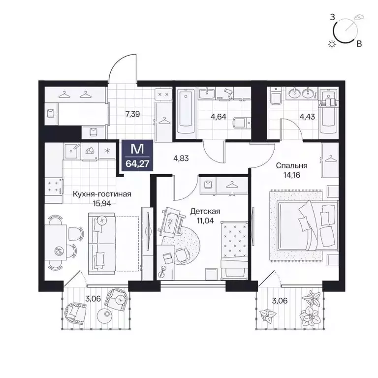 2-к кв. Волгоградская область, Волгоград просп. Имени В.И. Ленина, 59Г ... - Фото 1
