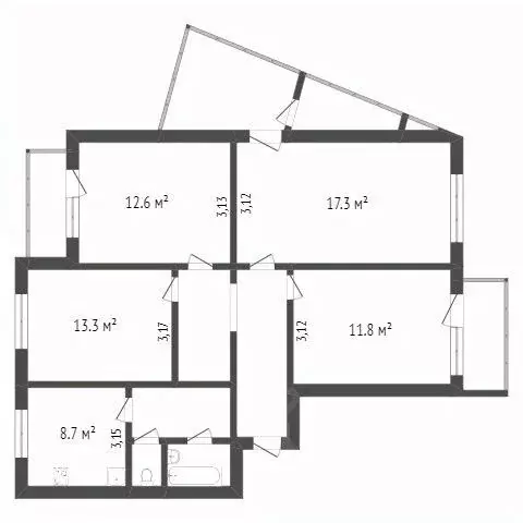 4-к кв. Белгородская область, Белгород ул. Буденного, 13 (82.5 м) - Фото 2