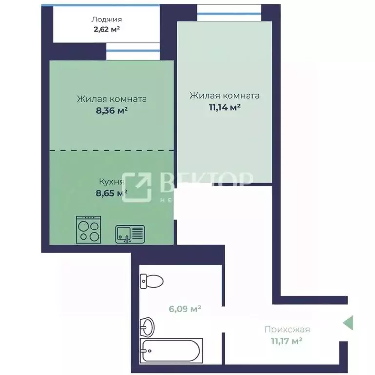 2-к кв. Ярославская область, Ярославль Чернопрудная ул., 15 (46.72 м) - Фото 2
