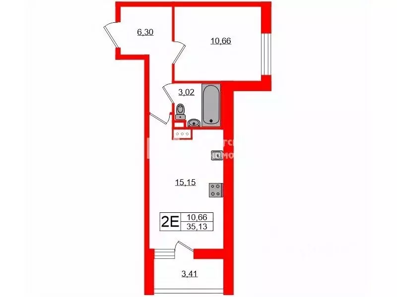 1-к кв. Санкт-Петербург просп. Ветеранов, 175 (35.2 м) - Фото 1