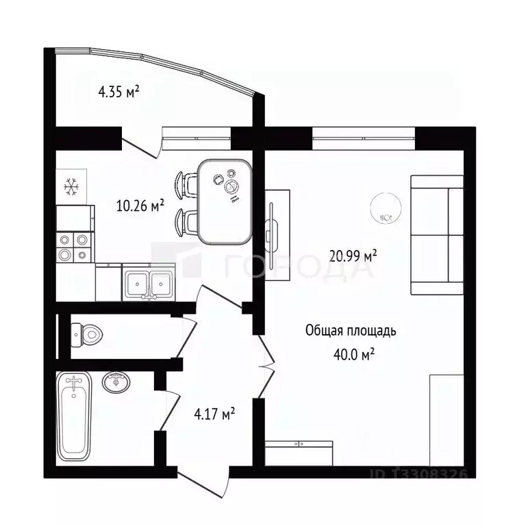 1-к кв. Новосибирская область, Новосибирск Горский мкр, 84 (40.0 м) - Фото 2