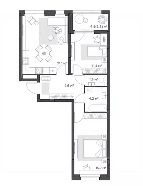 2-к кв. Ярославская область, Ярославль Тутаевское ш., 93Б (66.3 м) - Фото 1