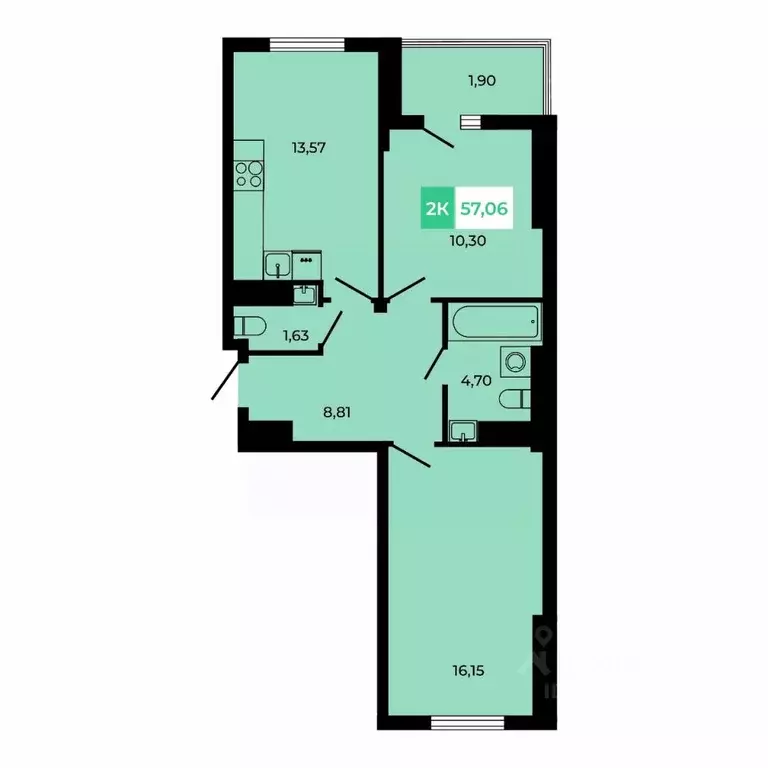 2-к кв. Ростовская область, Аксайский район, Щепкинское с/пос, пос. ... - Фото 1