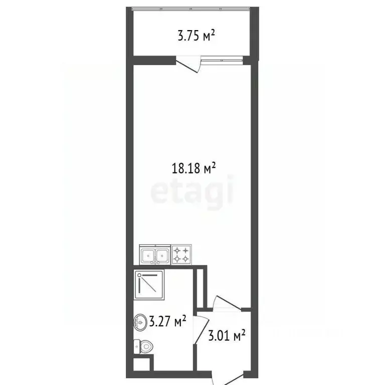 Студия Санкт-Петербург просп. Ветеранов, 181 (24.0 м) - Фото 2