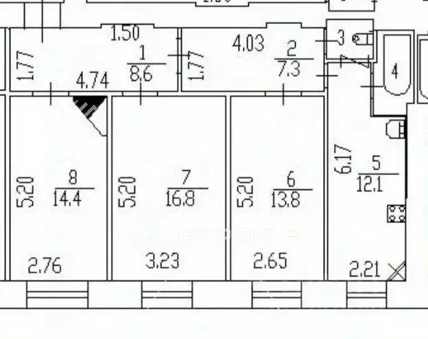 3-к кв. Санкт-Петербург ул. Ватутина, 8/7Д (80.0 м) - Фото 1