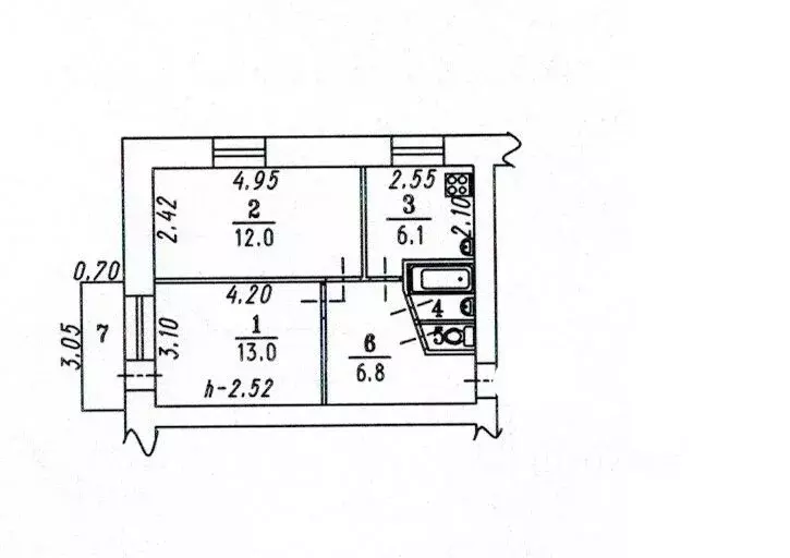 2-к кв. Омская область, Омск ул. Челюскинцев, 83В (40.8 м) - Фото 2