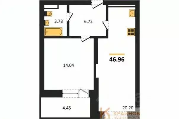 1-к кв. Воронежская область, Воронеж Транспортная ул., 58 (46.96 м) - Фото 0