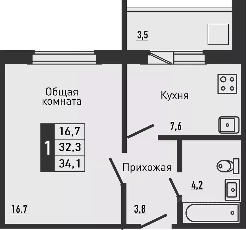 1-к кв. орловская область, орловский район, д. жилина ул. садовая, 2к1 . - Фото 0