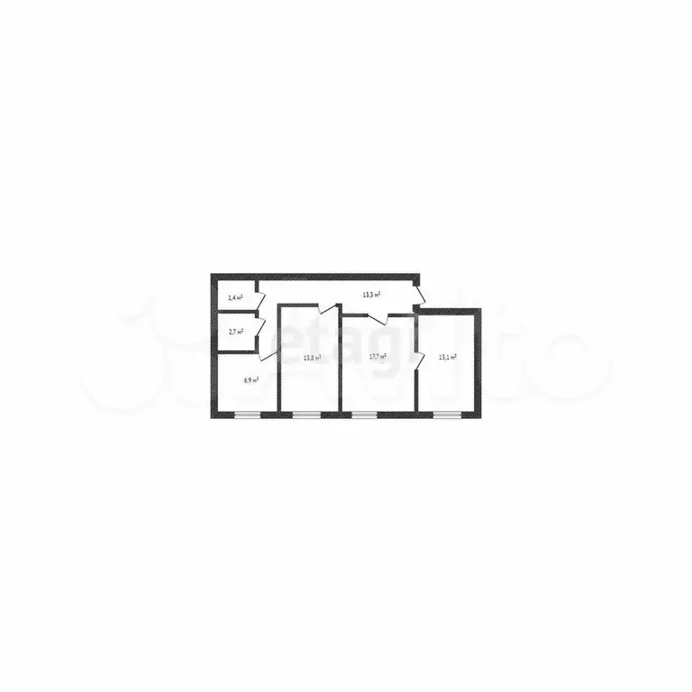 3-к. квартира, 70,3 м, 2/3 эт. - Фото 0