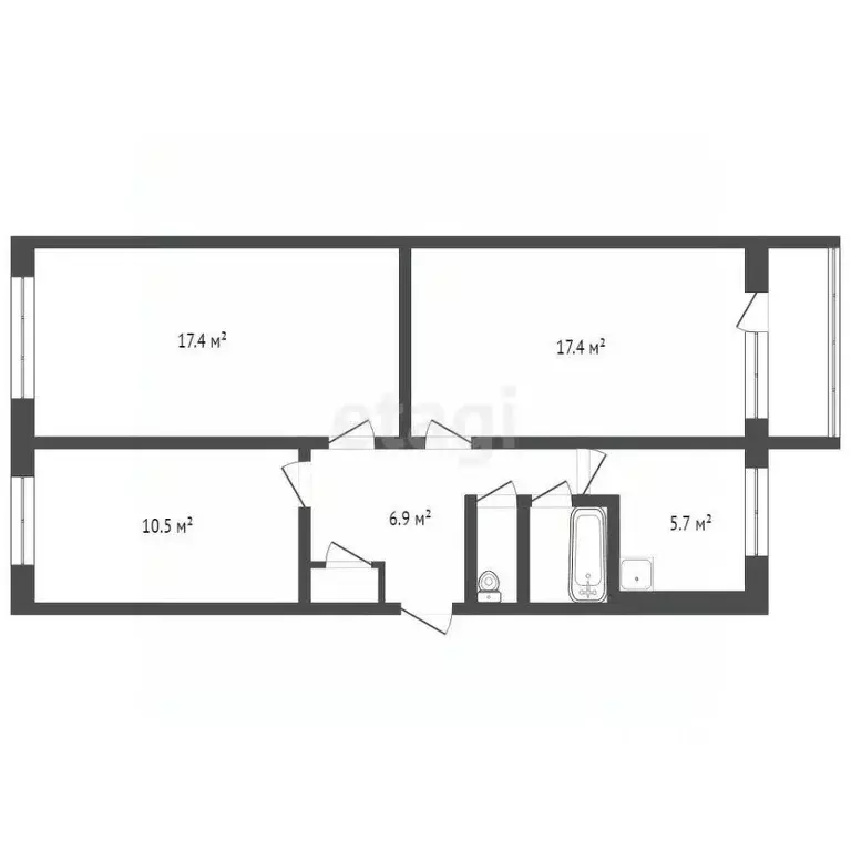 3-к кв. Кемеровская область, Мыски Юбилейный бул., 4 (62.0 м) - Фото 1