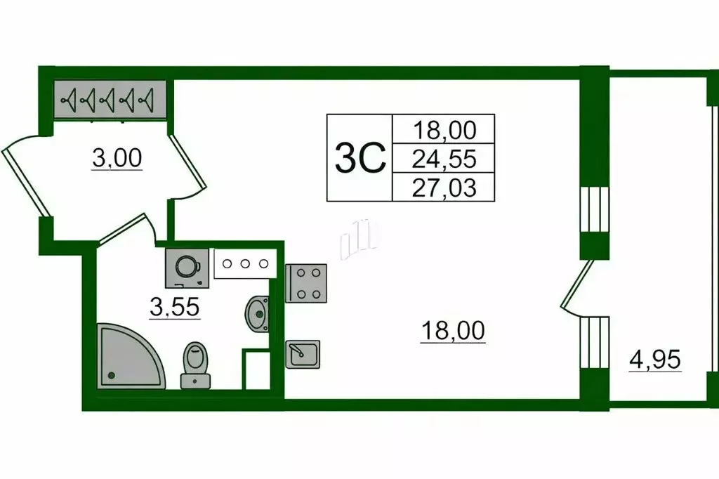 Квартира-студия: Всеволожский район, пос. Свердловское, д. ... - Фото 1