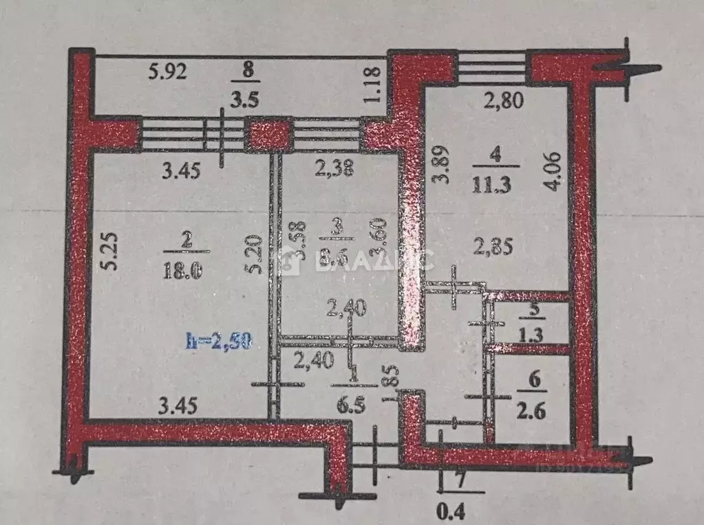 2-к кв. Башкортостан, Стерлитамак Коммунистическая ул., 84 (48.7 м) - Фото 1