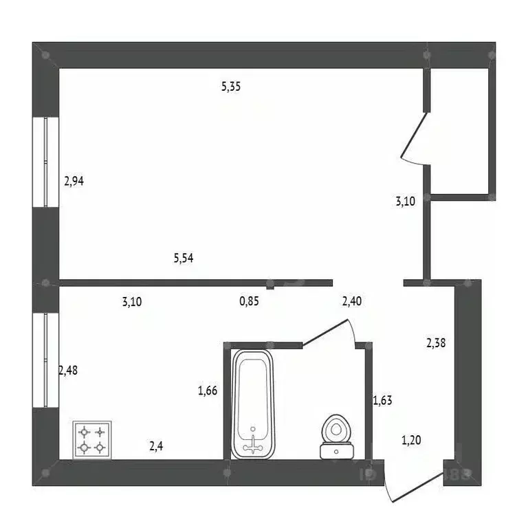 1-к кв. Амурская область, Белогорск Авиационная ул., 13 (31.3 м) - Фото 2