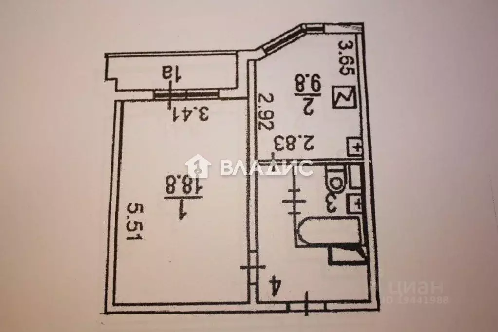 1-к кв. Москва ул. Ухтомского Ополчения, 1 (41.0 м) - Фото 2