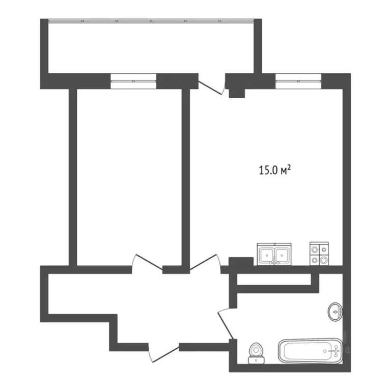 1-к кв. Тюменская область, Тюмень ул. Николая Никитина, 12 (40.2 м) - Фото 2