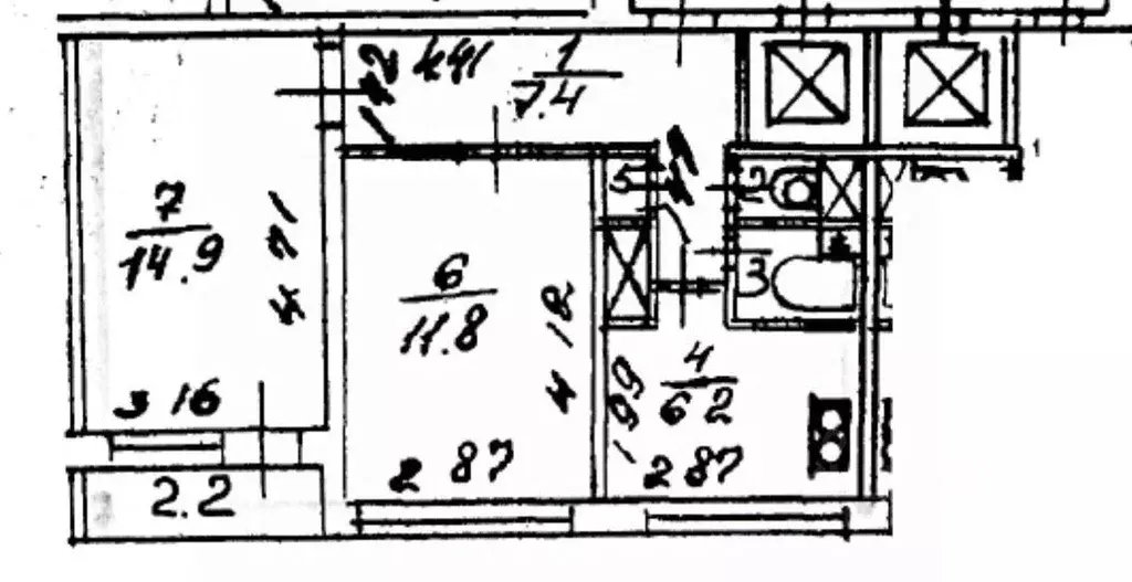 2-к кв. Санкт-Петербург ул. Летчика Пилютова, 5 (44.7 м) - Фото 2