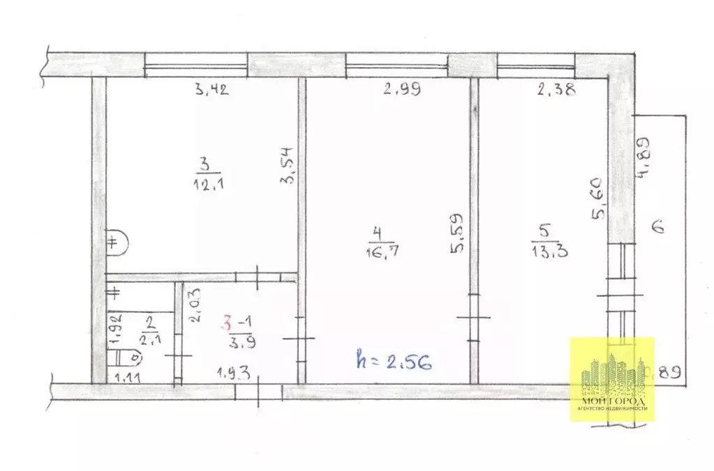 2-к кв. Ханты-Мансийский АО, Пыть-Ях 5-й Солнечный мкр, 10/3 (48.1 м) - Фото 2