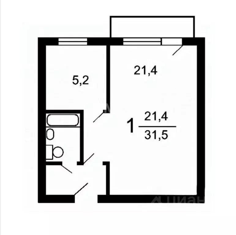 1-к кв. Москва просп. Мира, 198 (31.1 м) - Фото 2