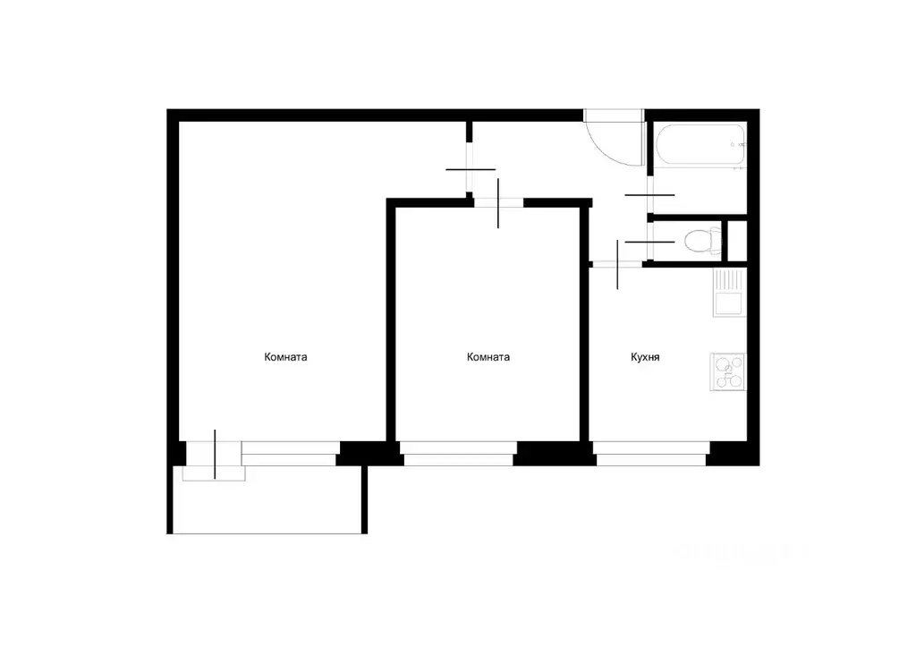 2-к кв. Курская область, Курск ул. Карла Маркса, 71Б (45.0 м) - Фото 1