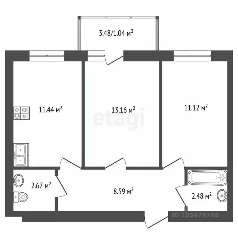 2-к кв. Самарская область, Тольятти бул. Итальянский, 22 (50.1 м) - Фото 1