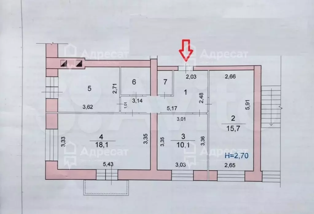 3-к. квартира, 65,6 м, 4/4 эт. - Фото 0