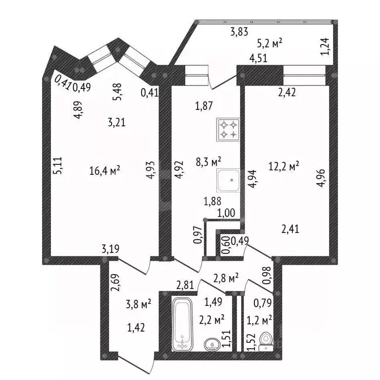 2-к кв. Башкортостан, Уфа Бакалинская ул., 23 (57.0 м) - Фото 2