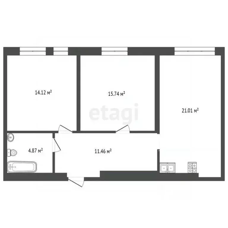 2-к кв. Тюменская область, Тюмень ул. Николая Машарова, 8 (67.7 м) - Фото 2
