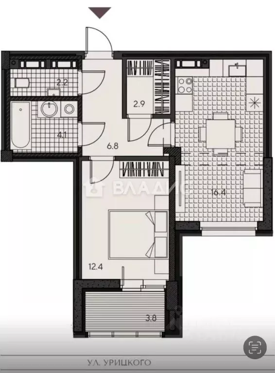 1-к кв. Пензенская область, Пенза ул. Урицкого, 48 (50.5 м) - Фото 2