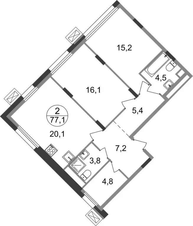 2-комнатная квартира: посёлок городского типа Заречье, жилой комплекс ... - Фото 1