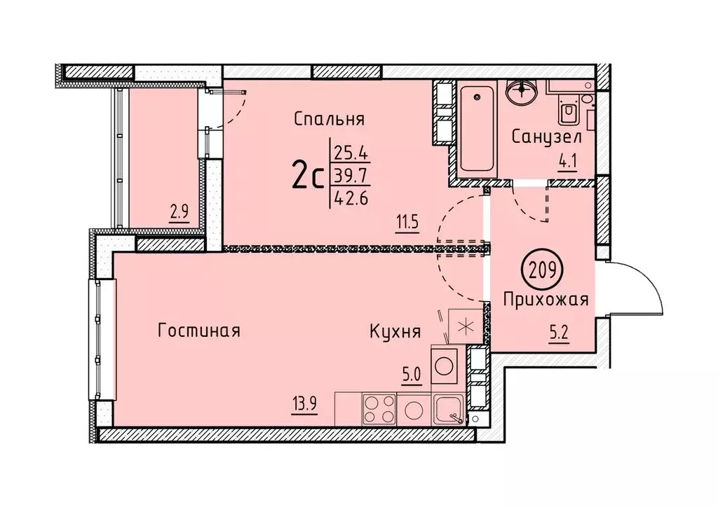 Квартира-студия: Энгельс, улица Марины Расковой, 5А (42.6 м) - Фото 0