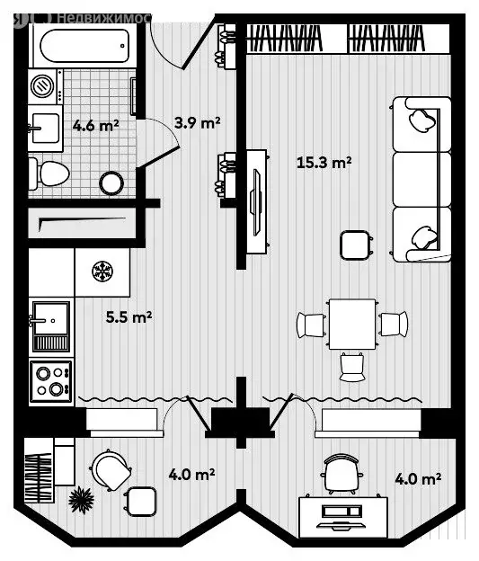 1-комнатная квартира: посёлок Тавричанка, улица Лазо, 9 (33.3 м) - Фото 0