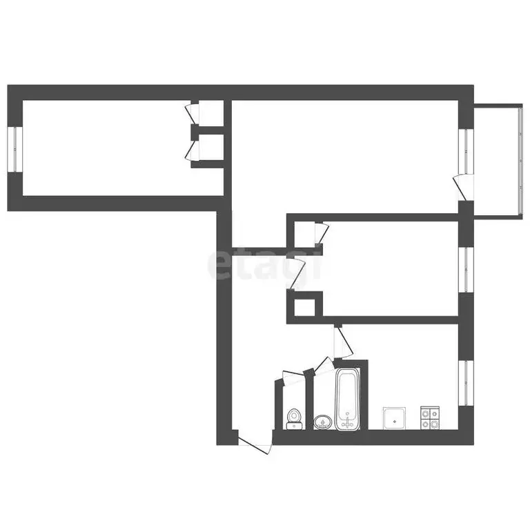 3-комнатная квартира: Ишим, Ялуторовская улица, 63А (59.2 м) - Фото 1
