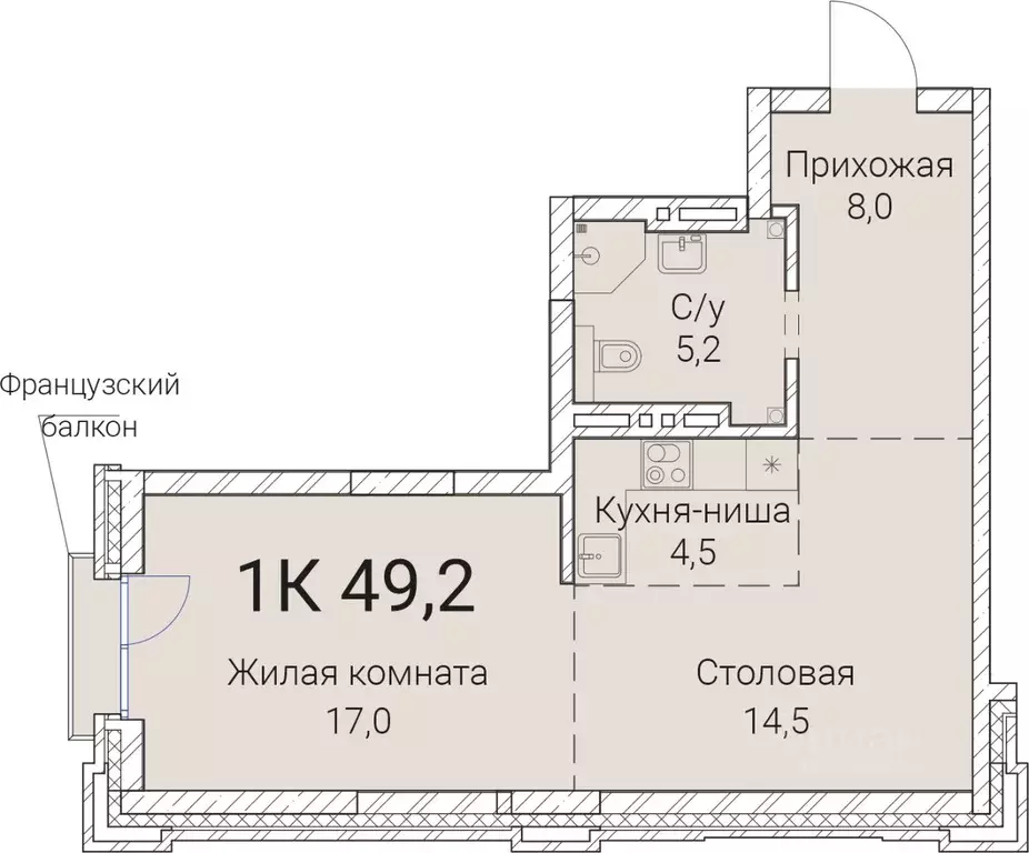 1-к кв. Новосибирская область, Новосибирск Овражная ул., 2А (49.2 м) - Фото 0